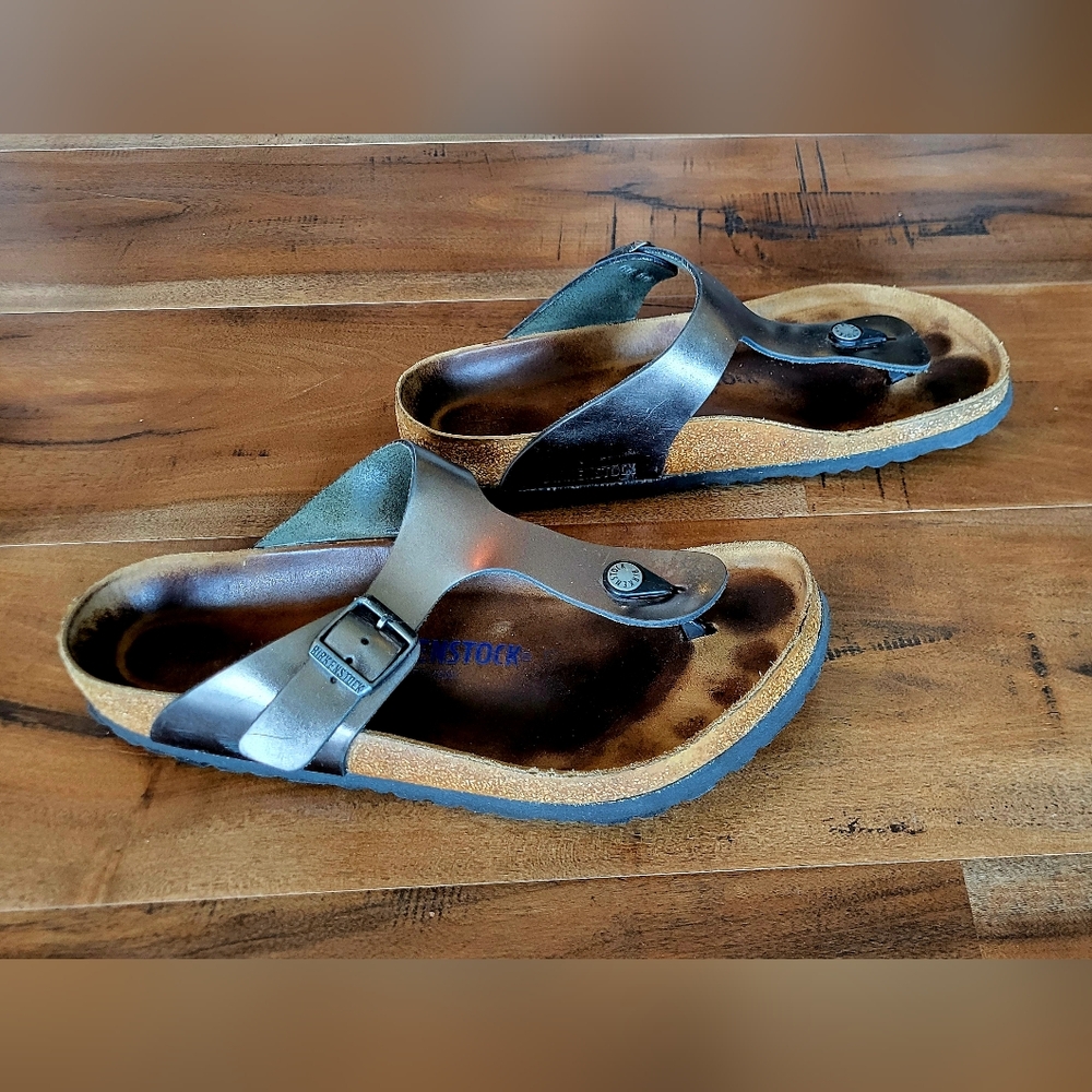 Birkenstock Brown Metalic Sandals, Size 41